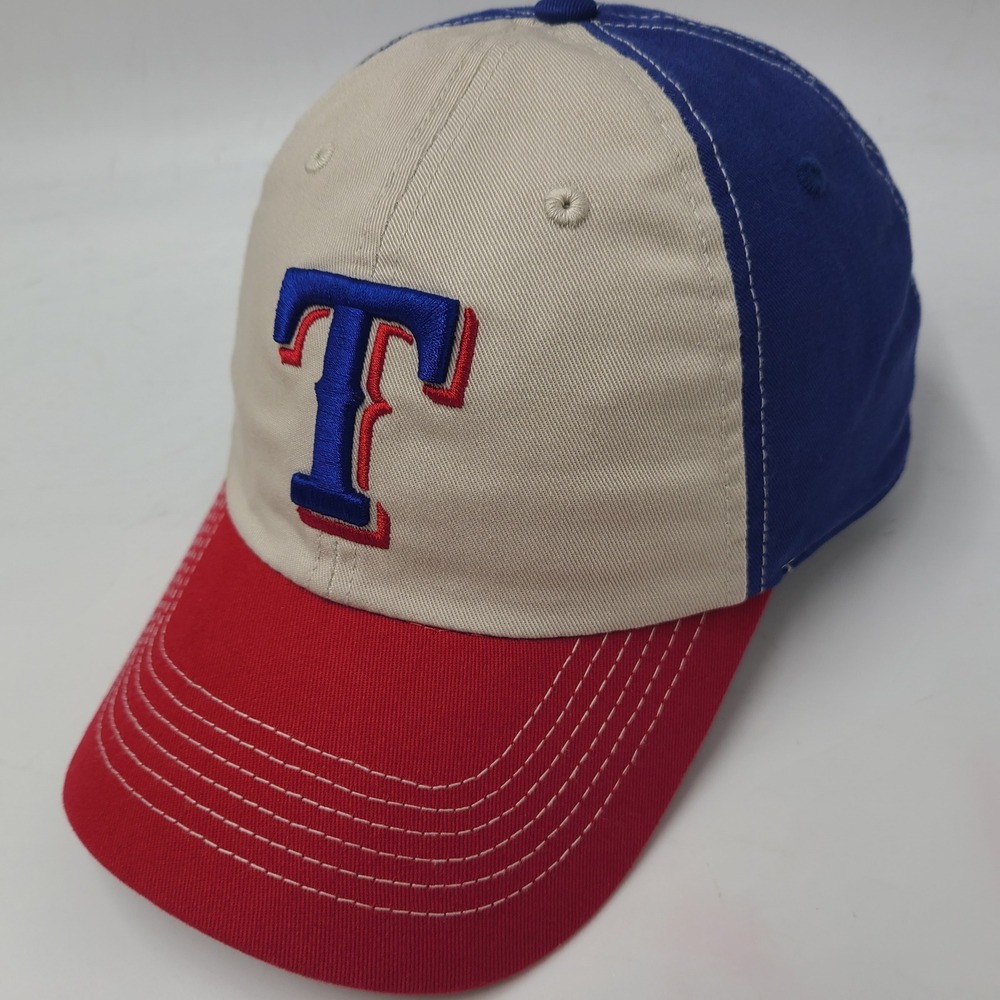 Texas Rangers Hat Strapback Fan Favorite Beige Blue Red MLB Baseball Logo Men